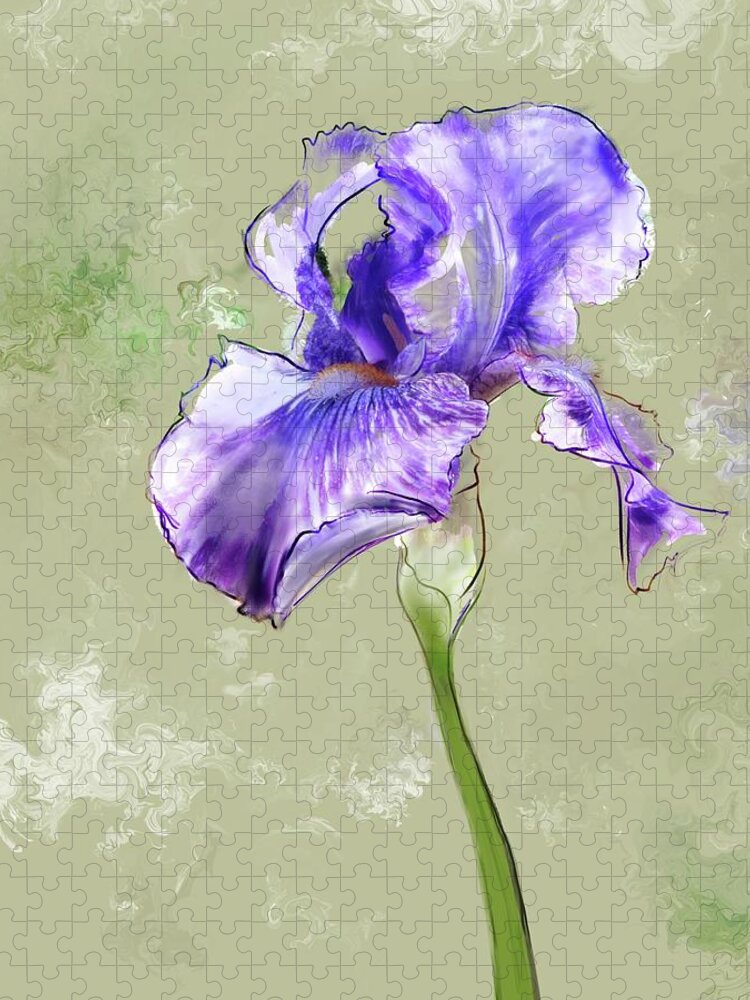 Iris Jigsaw Puzzle featuring the digital art From Charlotte's Garden by Gina Harrison