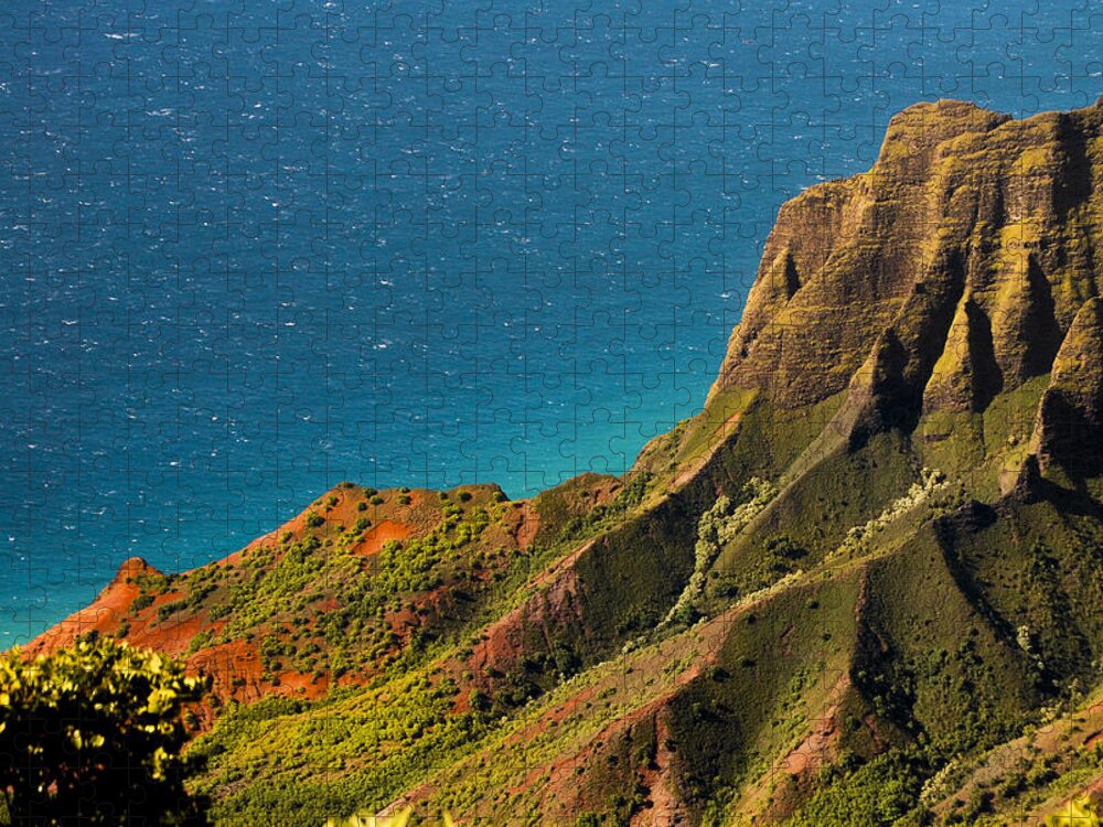 Pacific Ocean Jigsaw Puzzle featuring the photograph From the Hills of Kauai by Debbie Karnes