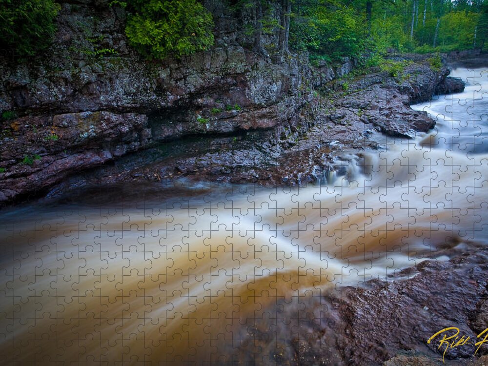 Flowing Jigsaw Puzzle featuring the photograph From the Top of Temperence River Gorge by Rikk Flohr