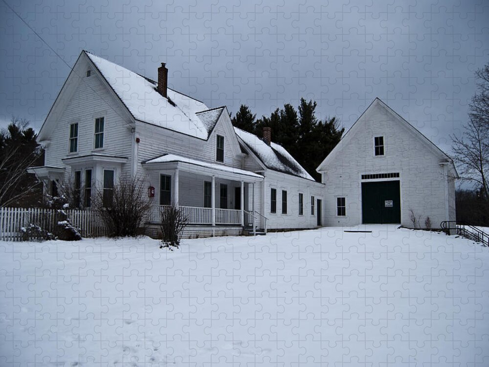 Robert Frost Jigsaw Puzzle featuring the photograph Frosty Farm of Robert Frost by Peggie Strachan