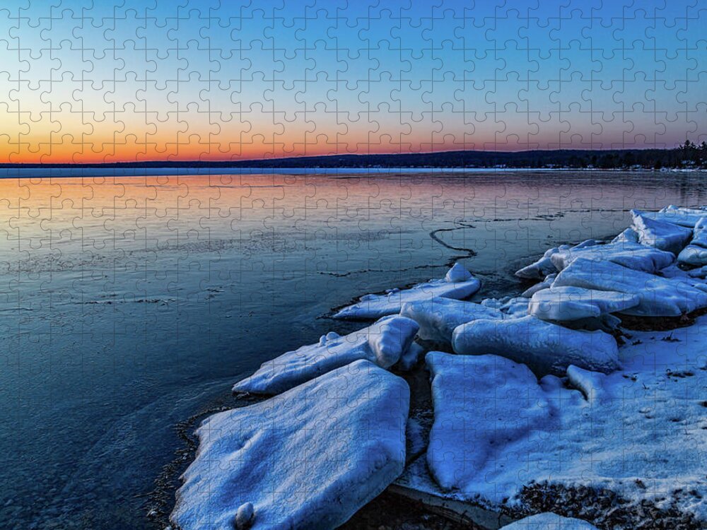 Higgins Lake Jigsaw Puzzle featuring the photograph Frozen in time by Joe Holley