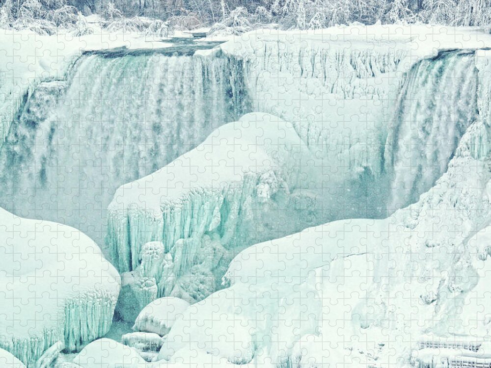 Niagara Falls Jigsaw Puzzle featuring the photograph Frozen Niagara American Falls by Charline Xia