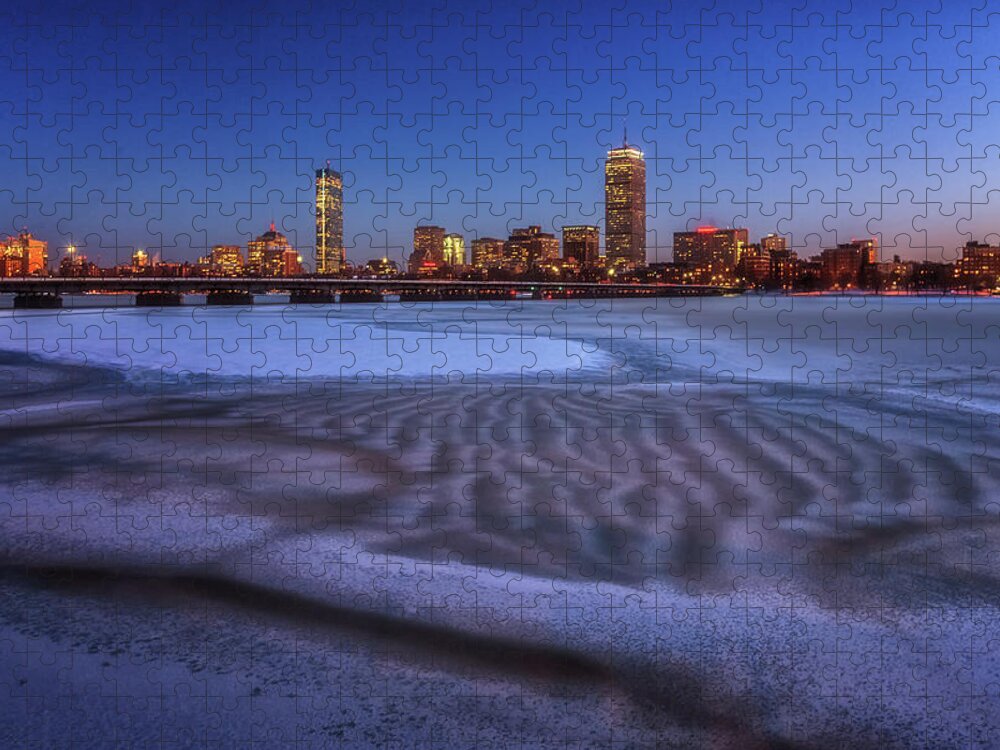 Boston Jigsaw Puzzle featuring the photograph Frozen River Rippled by Sylvia J Zarco