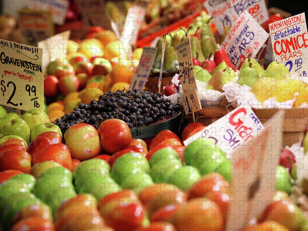 Rows And Rows Of Fresh Produce For Sale At A Farmers' Market In Seattle Jigsaw Puzzle featuring the photograph Fruits and Vegetables by Todd Klassy