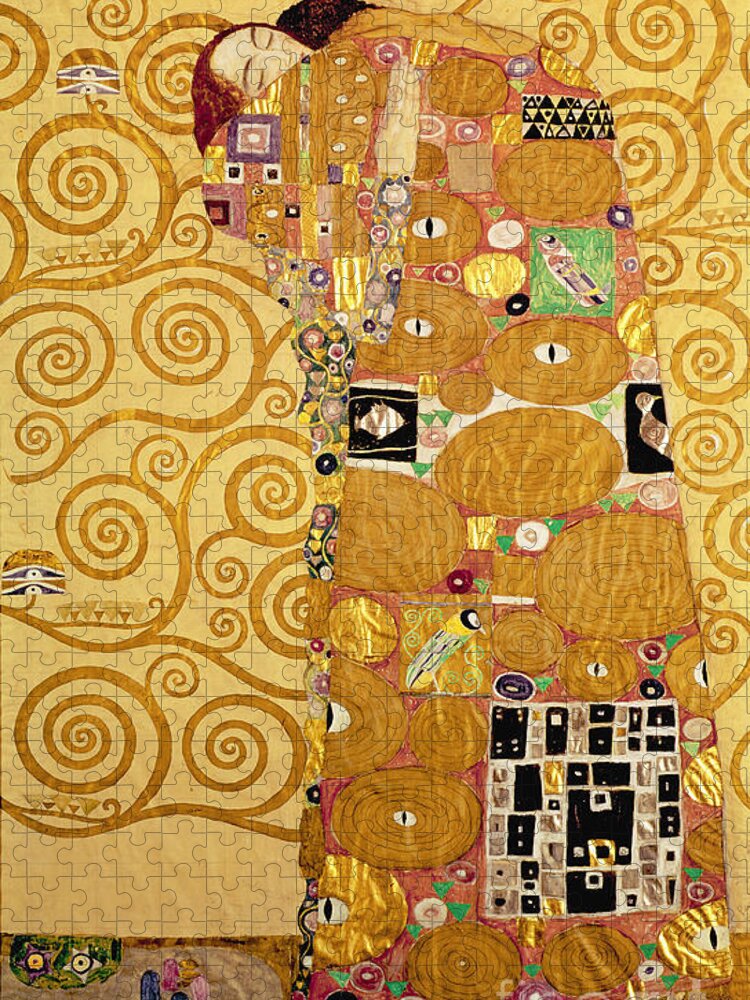 Fulfilment Jigsaw Puzzle featuring the painting Fulfilment Stoclet Frieze by Gustav Klimt