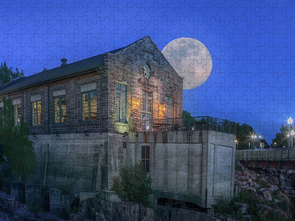 Full Moon Jigsaw Puzzle featuring the photograph Full Moon at Falls Overlook by Susan Rissi Tregoning