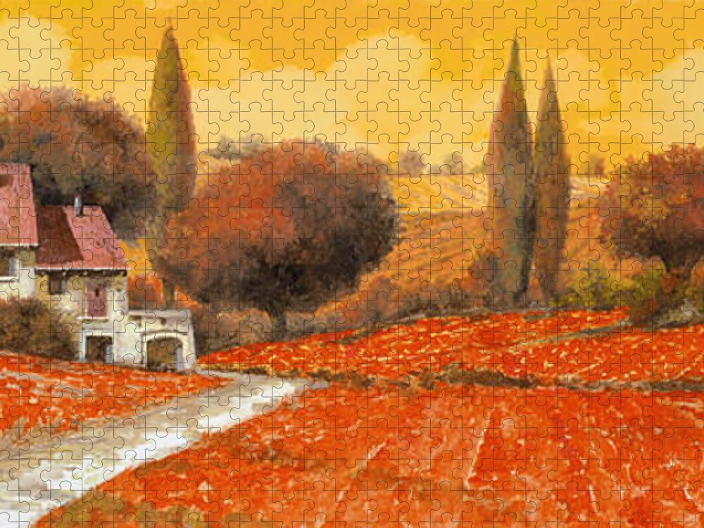Tuscany Jigsaw Puzzle featuring the painting il fuoco della Toscana by Guido Borelli