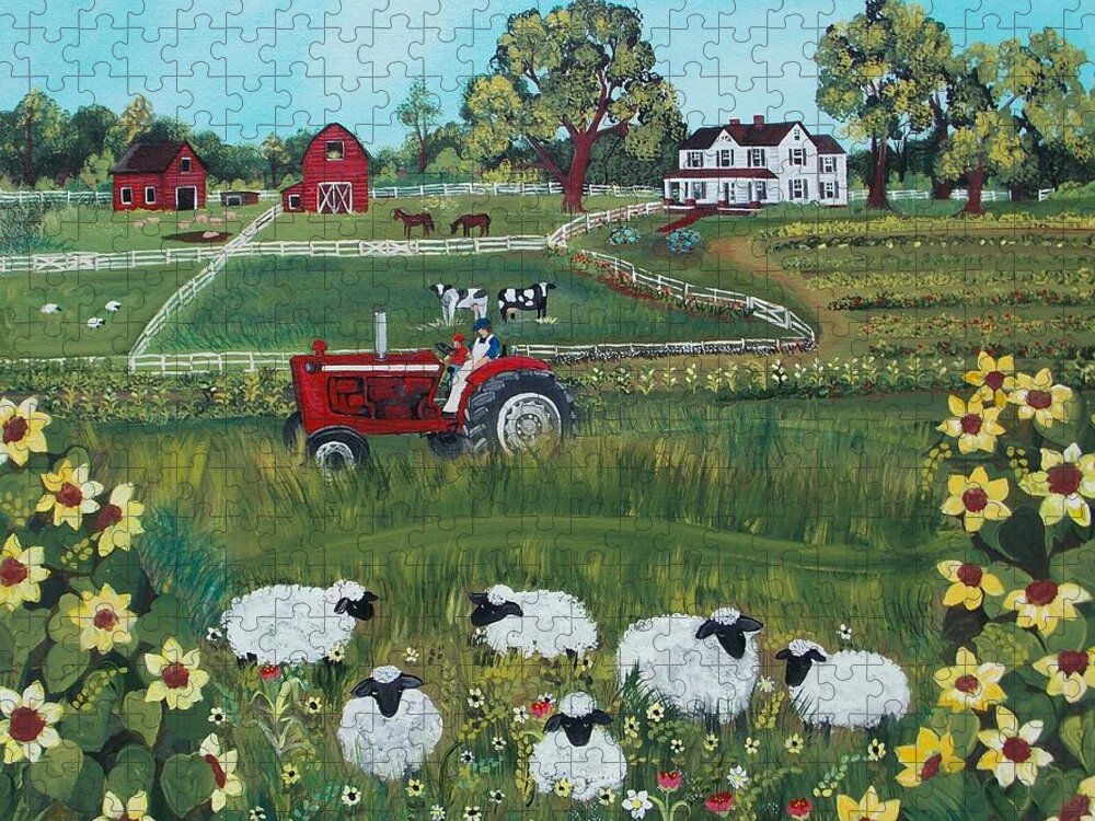 Farm Jigsaw Puzzle featuring the painting Future Farmer by Virginia Coyle