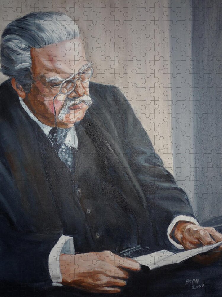 Chesterton Author Catholic Jigsaw Puzzle featuring the painting G K Chesterton by Bryan Bustard
