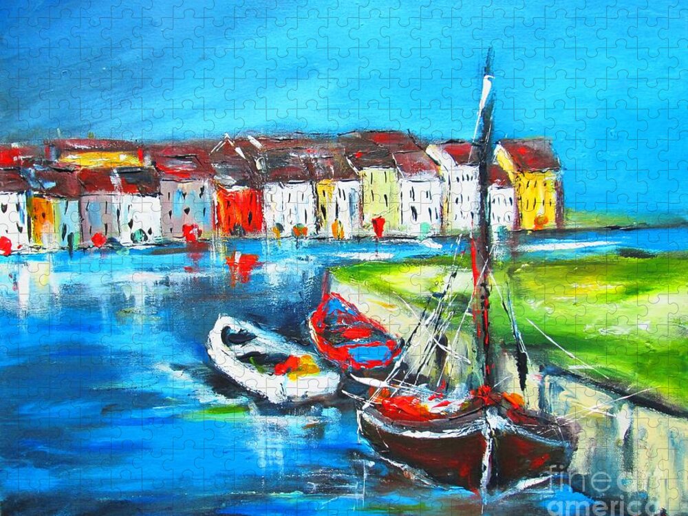 Galway City Jigsaw Puzzle featuring the painting Paintings Of Galway City Ireland by Mary Cahalan Lee - aka PIXI