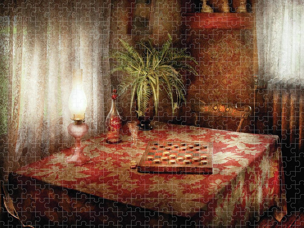 Checkers Jigsaw Puzzle featuring the photograph Game - Checkers - Checkers Anyone by Mike Savad