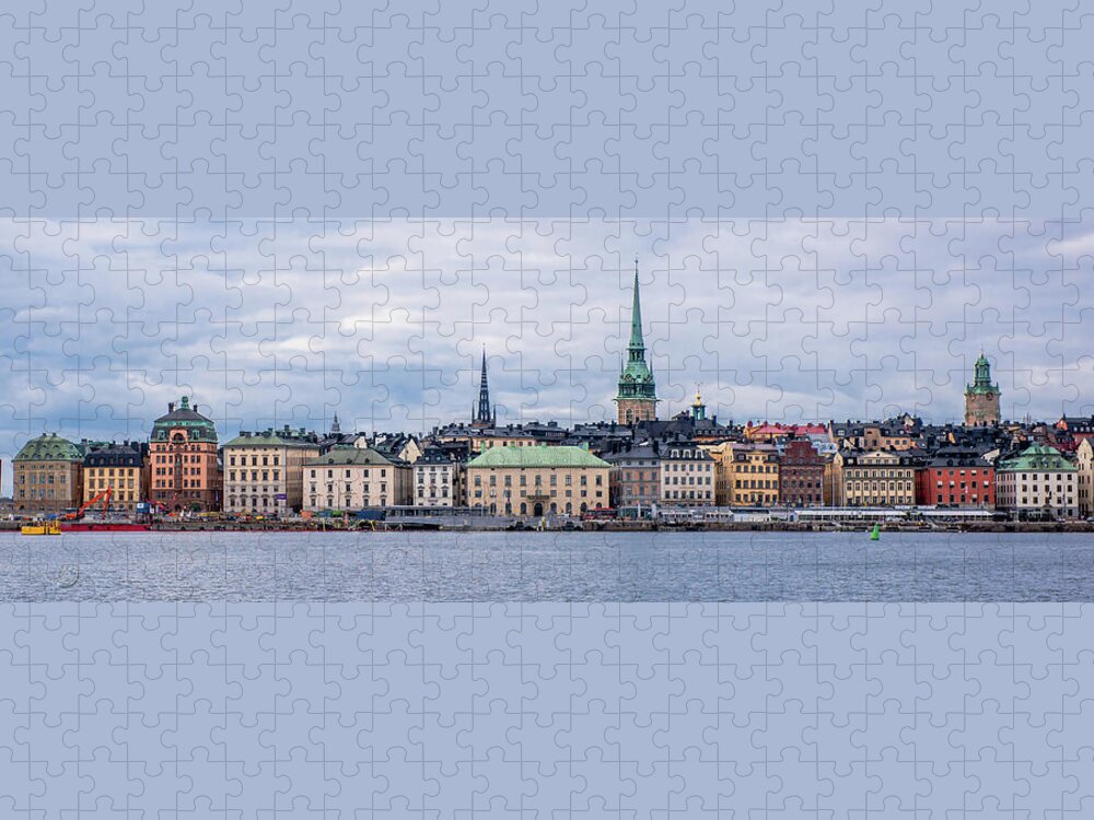 Gamla Stan Stockholm's Entrance By The Sea Jigsaw Puzzle featuring the photograph Gamla Stan Stockholm's entrance by the sea by Torbjorn Swenelius