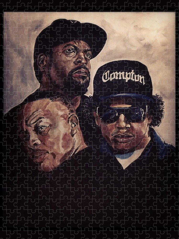 Portrait Jigsaw Puzzle featuring the painting Gangsta Trinity by Joel Tesch