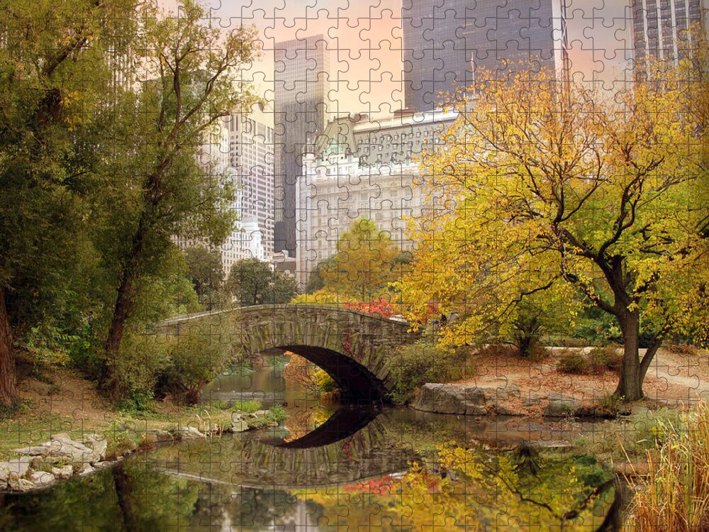 Gapstow Bridge Jigsaw Puzzle featuring the photograph Gapstow Bridge Reflections by Jessica Jenney