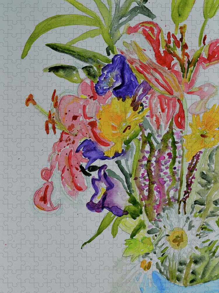 Flowers Jigsaw Puzzle featuring the painting Garden Bouquet by Beverley Harper Tinsley