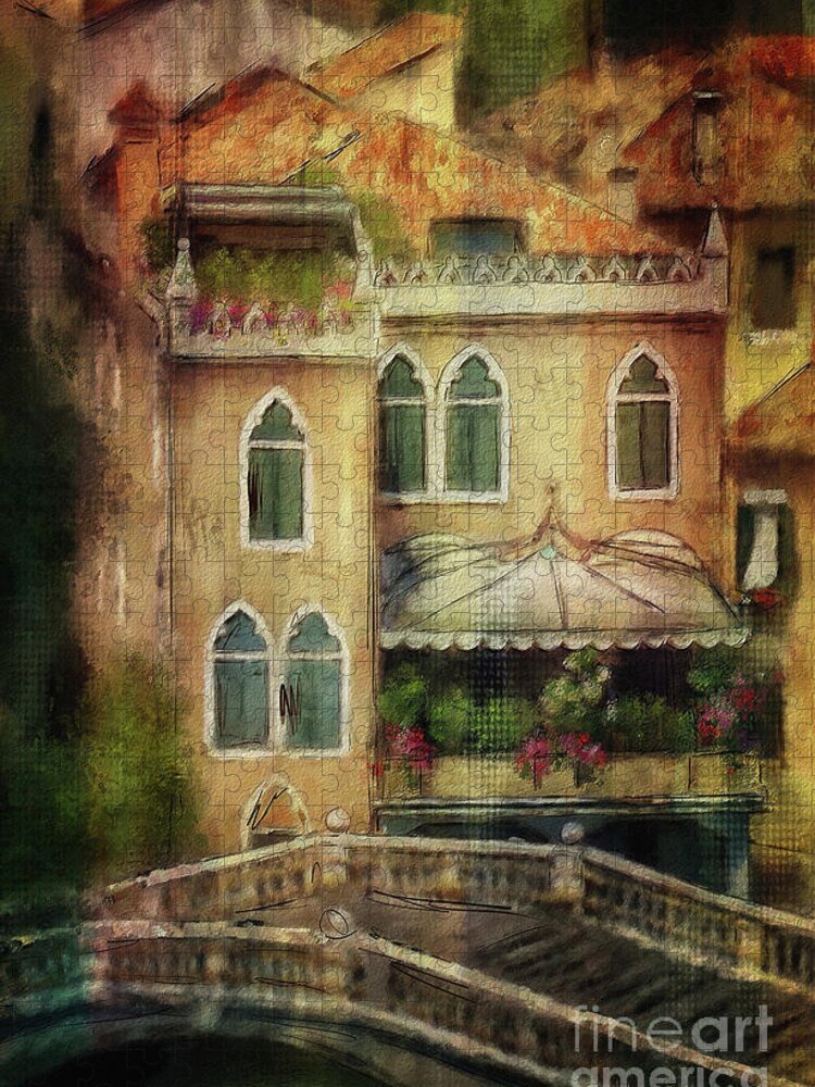 Venice Jigsaw Puzzle featuring the digital art Gardening Venice Style by Lois Bryan