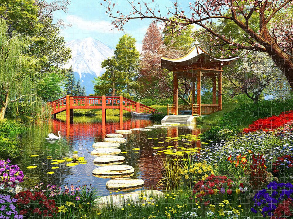 Horizontal Jigsaw Puzzle featuring the photograph Gardens of Fuji by MGL Meiklejohn Graphics Licensing