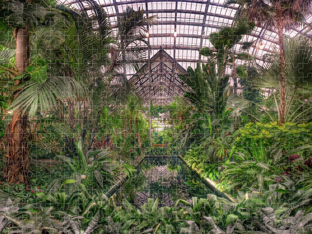Greenhouse Jigsaw Puzzle featuring the photograph Garfield Park Conservatory Reflecting Pool by Steve Gadomski