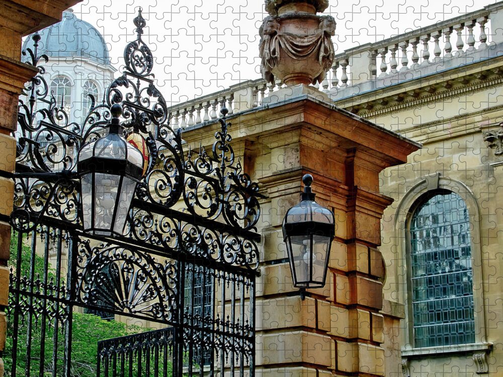 Gate Jigsaw Puzzle featuring the photograph Gate to Clare College. Cambridge. by Elena Perelman
