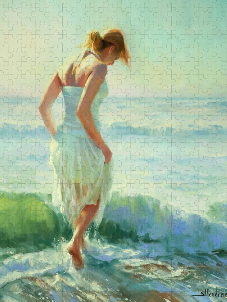 Seashore Jigsaw Puzzle featuring the painting Gathering Thoughts by Steve Henderson