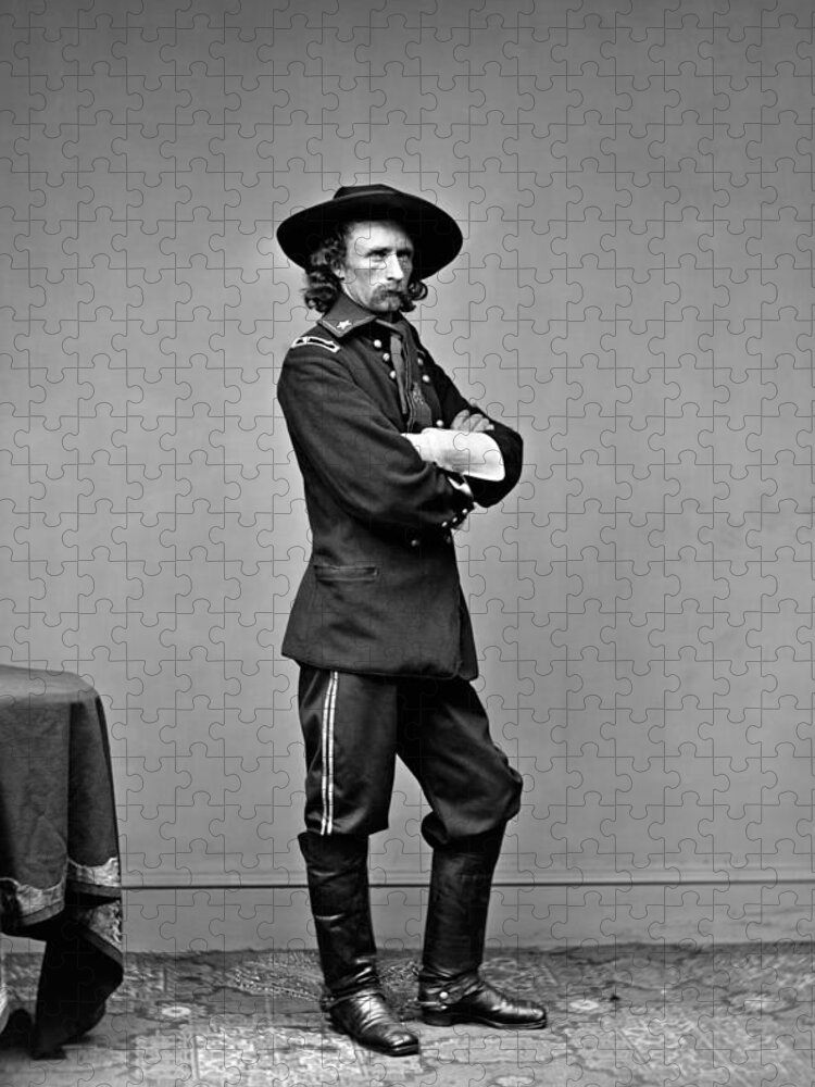 General Custer Jigsaw Puzzle featuring the photograph General George Custer Standing Portrait - 1865 by War Is Hell Store