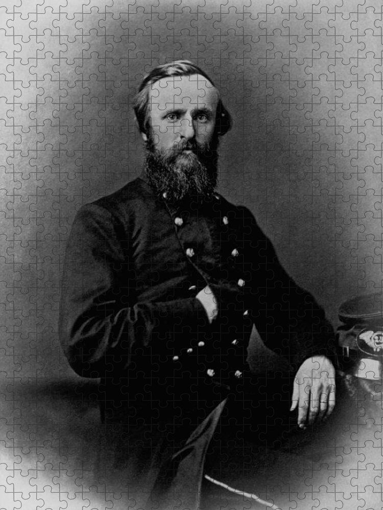 Rutherford Hayes Jigsaw Puzzle featuring the photograph General Rutherford B. Hayes - Civil War by War Is Hell Store