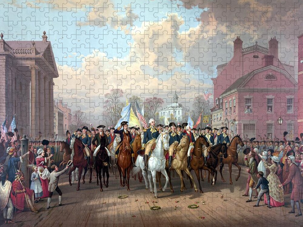 George Washington Jigsaw Puzzle featuring the painting General Washington Enters New York by War Is Hell Store