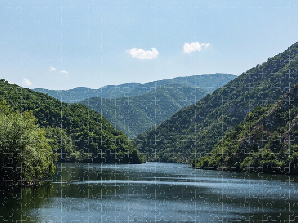Georgia Mizuleva Jigsaw Puzzle featuring the photograph Gentle Breeze - Calm Mountain Lake Ruffled by the Wind by Georgia Mizuleva