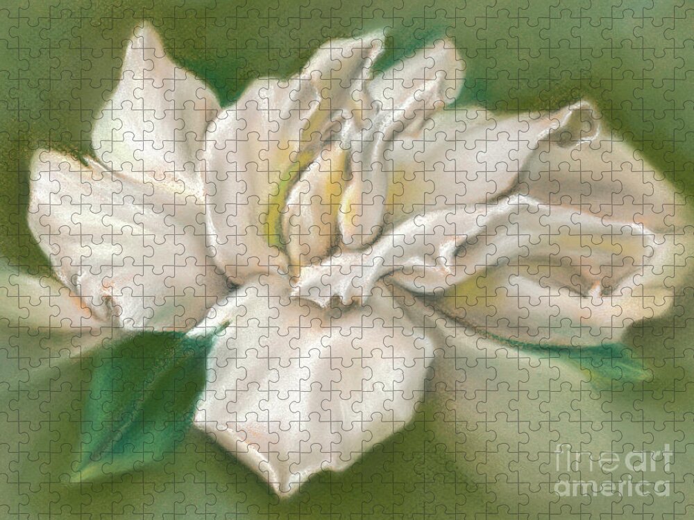 Botanical Jigsaw Puzzle featuring the painting Gentle Gardenia by MM Anderson