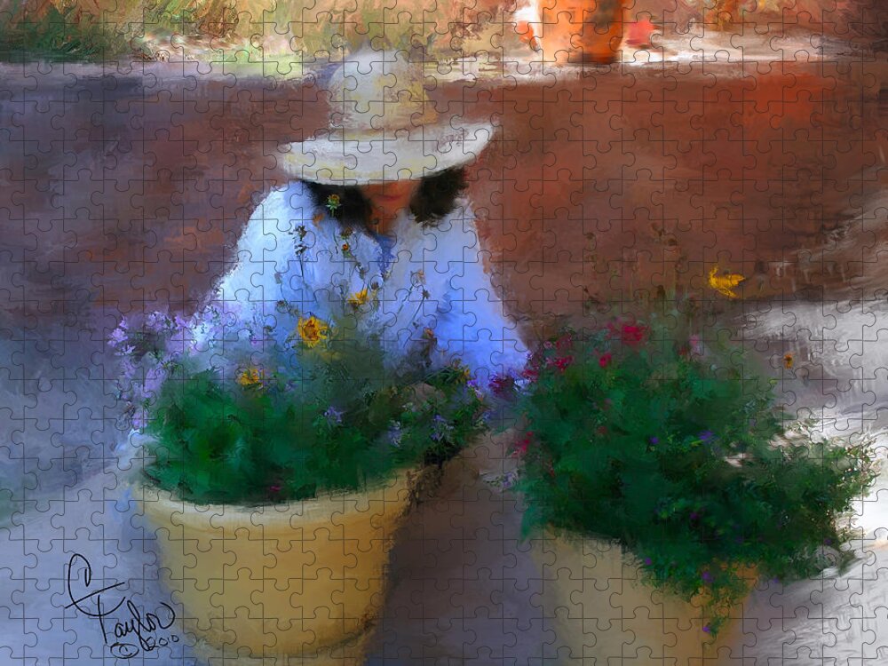 Woman Jigsaw Puzzle featuring the painting Gently Does It by Colleen Taylor