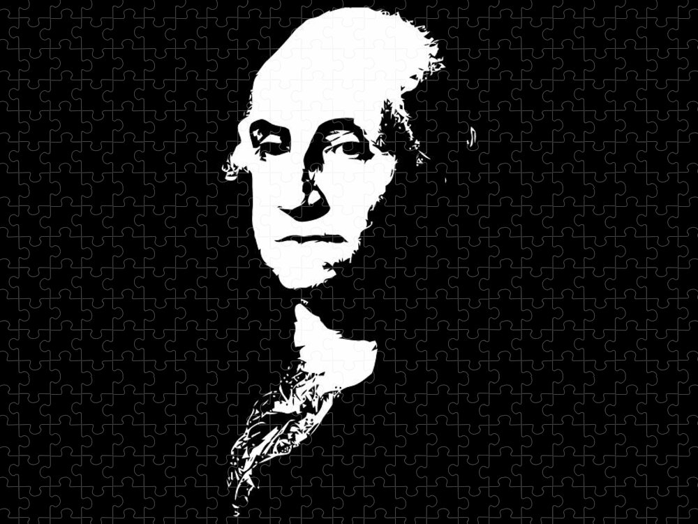 George Washington Jigsaw Puzzle featuring the digital art George Washington Black and White by War Is Hell Store