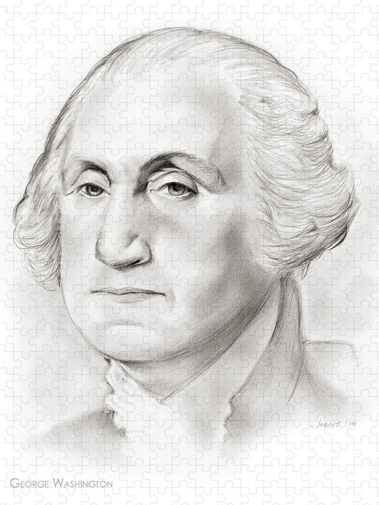 George Washington Jigsaw Puzzle featuring the drawing George Washington by Greg Joens
