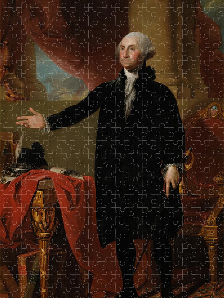 George Washington Jigsaw Puzzle featuring the painting George Washington Lansdowne Portrait by War Is Hell Store