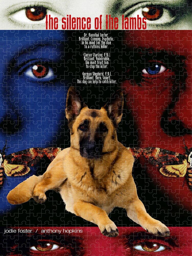 German Shepherd Jigsaw Puzzle featuring the painting German Shepherd Art Canvas Print - The Silence of the Lambs Movie Poster by Sandra Sij