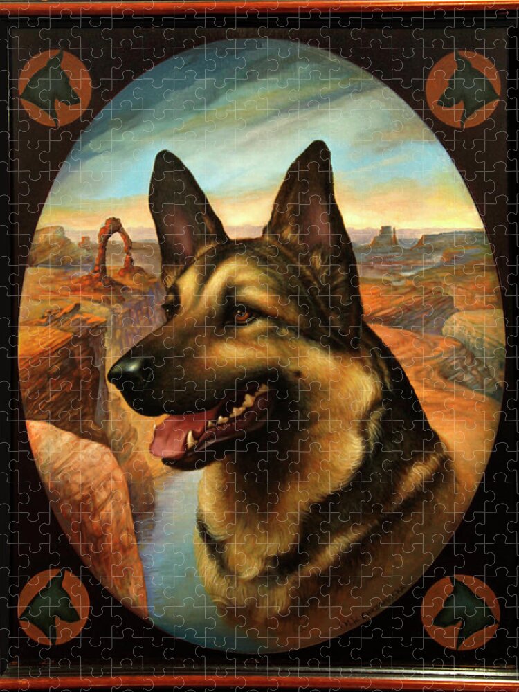 German Jigsaw Puzzle featuring the painting German Shepherd by Jane Whiting Chrzanoska