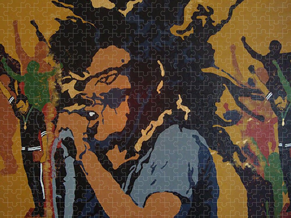 Bob Marley Jigsaw Puzzle featuring the painting Get Up Stand Up by Rachel Natalie Rawlins