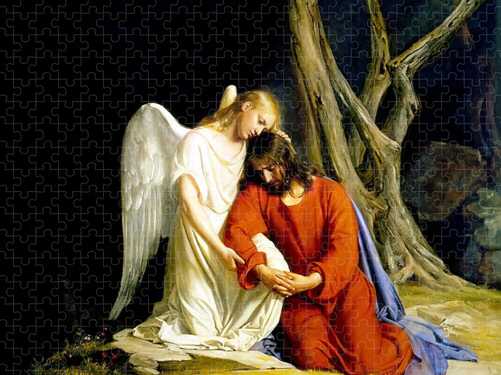 Carl Bloch Jigsaw Puzzle featuring the painting Gethsemane by Carl Bloch