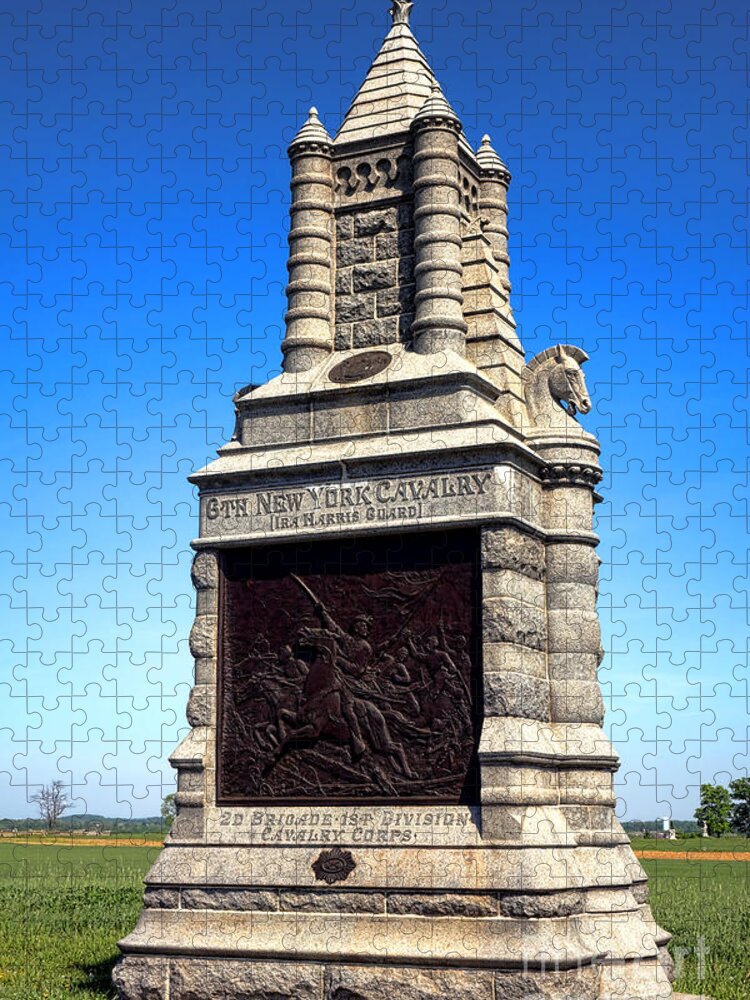 Gettysburg Jigsaw Puzzle featuring the photograph Gettysburg National Park 6th New York Cavalry Memorial by Olivier Le Queinec