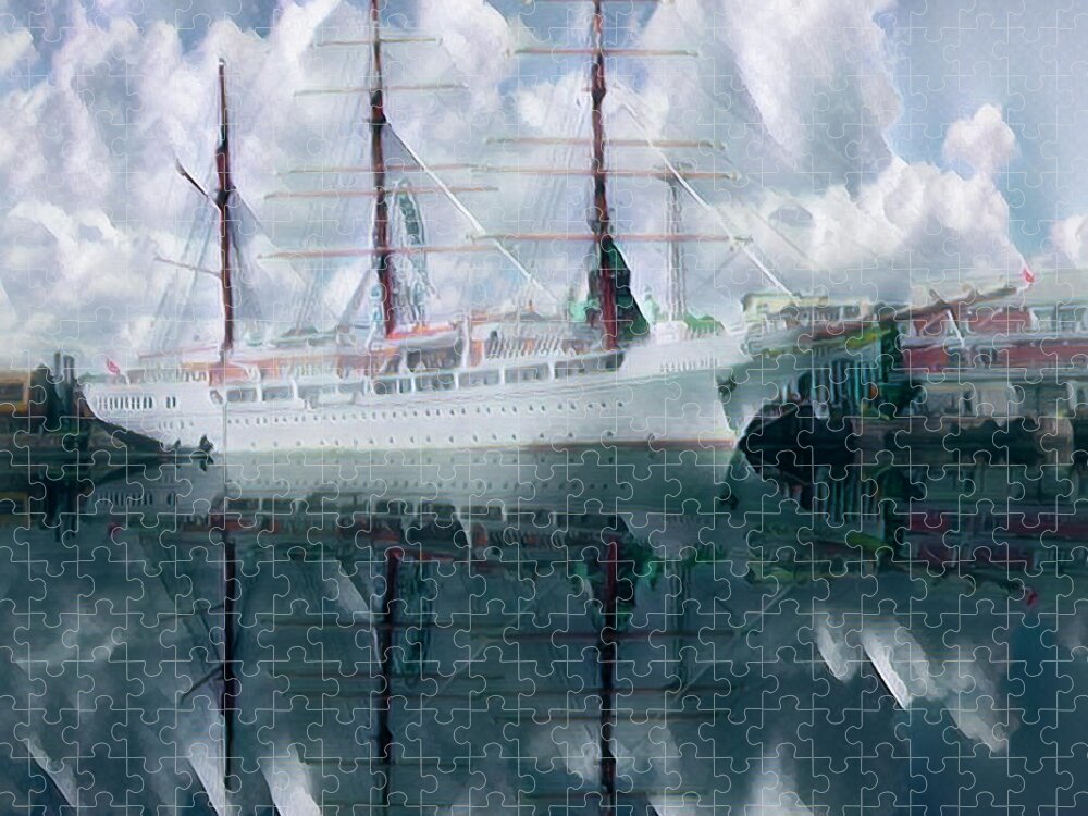 Boats Jigsaw Puzzle featuring the photograph Ghost Ship The Sea Cloud by Debra and Dave Vanderlaan