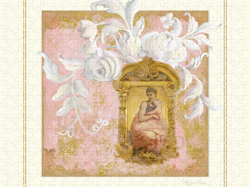 Rococo Jigsaw Puzzle featuring the painting Gilded Age II - Baroque Rococo Palace Ceiling Inspired by Audrey Jeanne Roberts