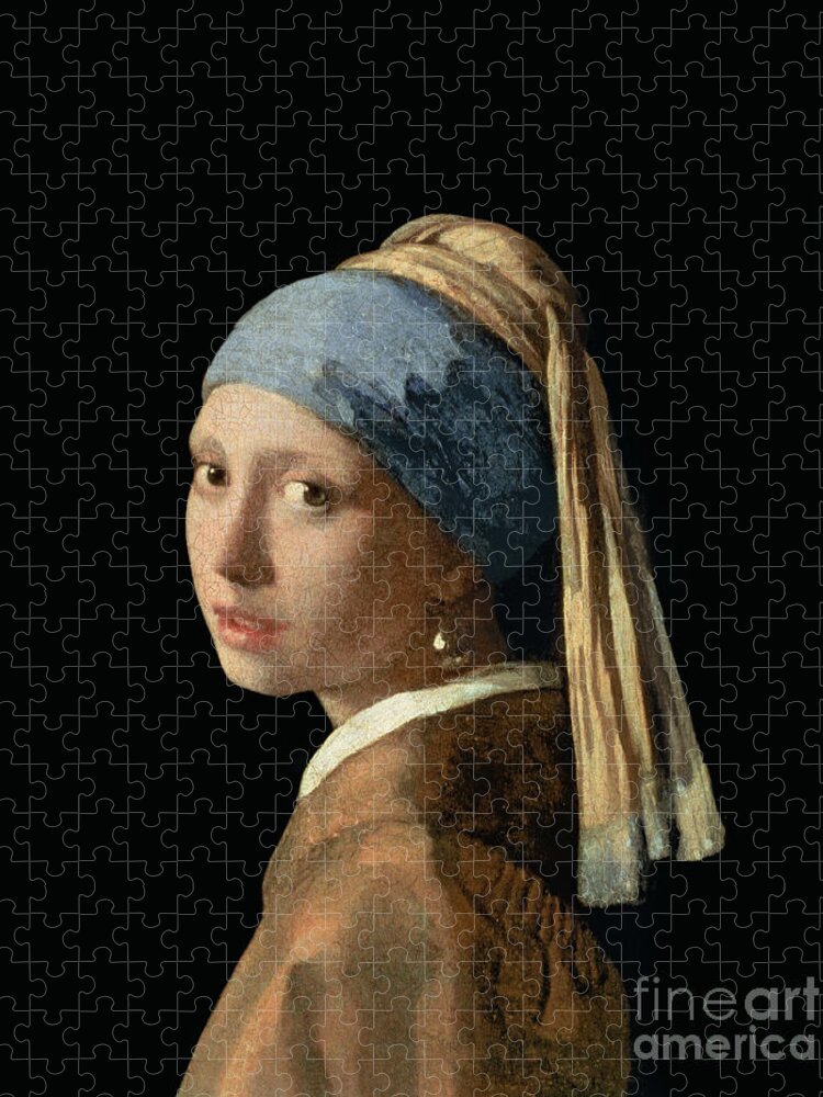 Jan Vermeer Puzzle featuring the painting Girl with a Pearl Earring by Jan Vermeer