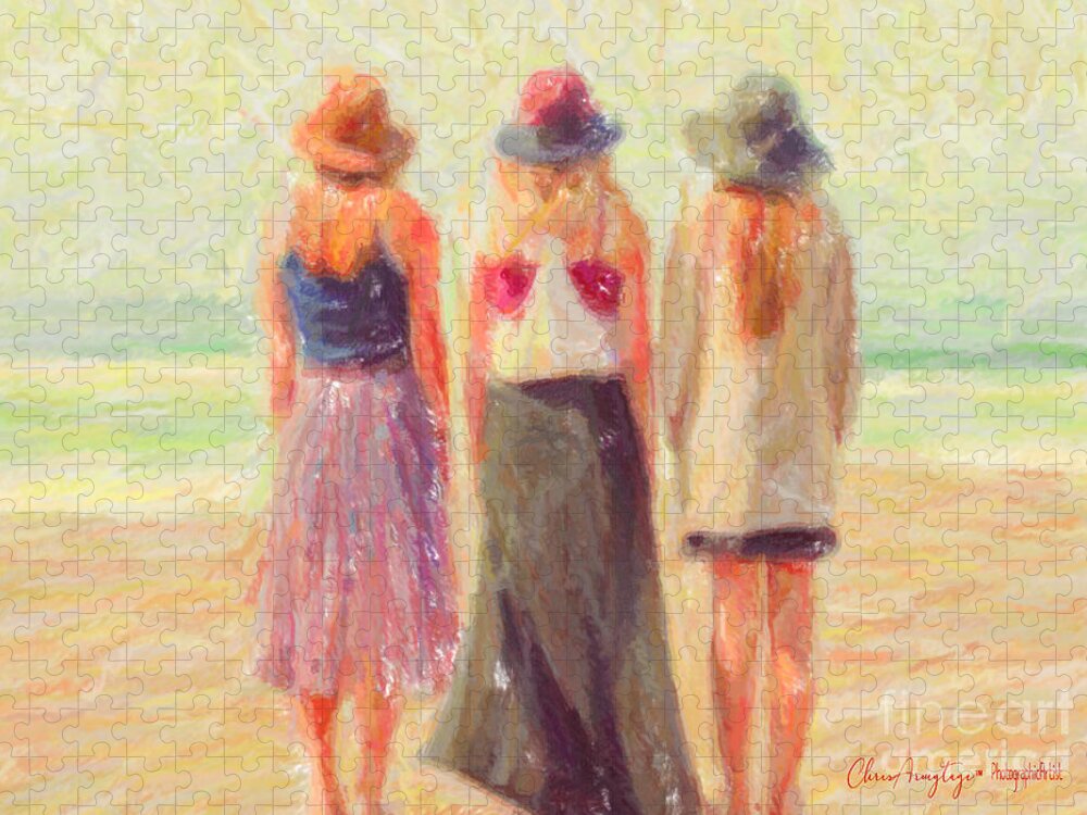 Coastal Jigsaw Puzzle featuring the painting Girlfriends at the Beach by Chris Armytage