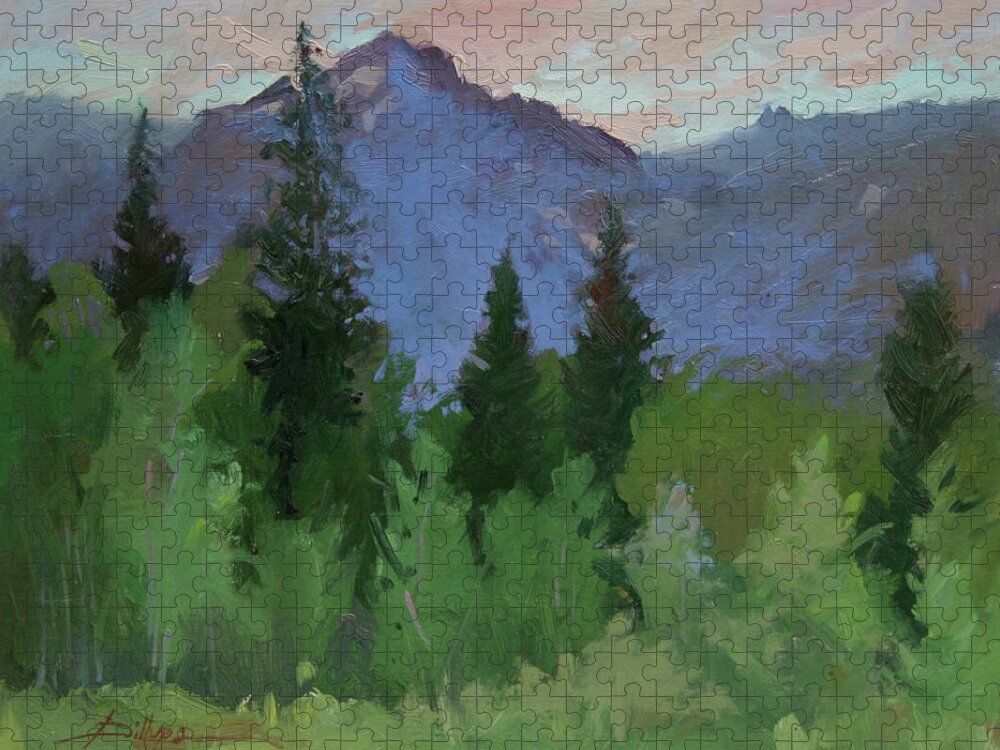 Plein Air Painting Jigsaw Puzzle featuring the painting Glacier Nat'l Park - Plein Air - Rising Wolf Ranch by Elizabeth - Betty Jean Billups