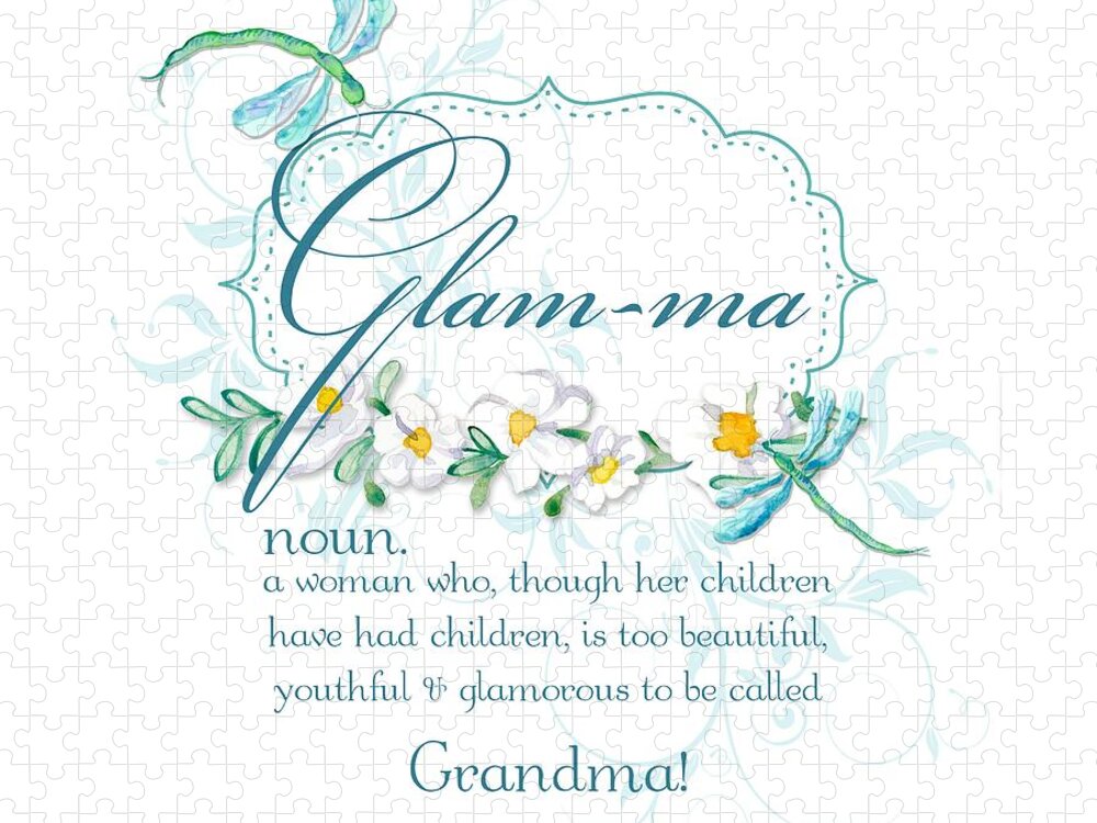 Glam-ma Jigsaw Puzzle featuring the painting Glam-ma Grandma Grandmother for Glamorous Grannies by Audrey Jeanne Roberts