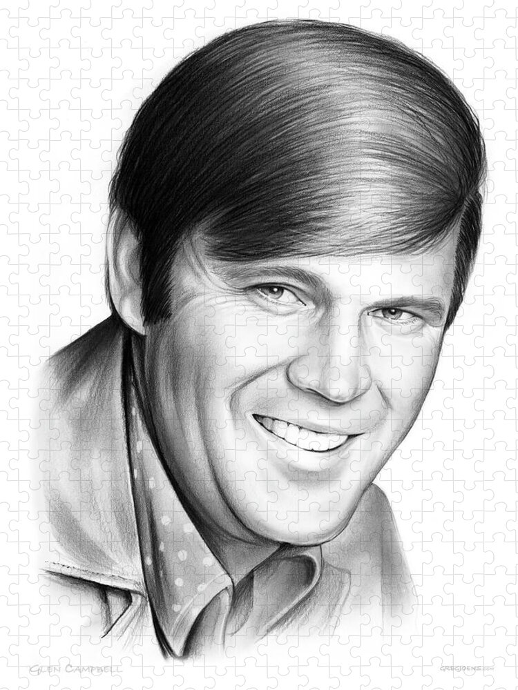 Glen Campbell Jigsaw Puzzle featuring the drawing Glen Campbell by Greg Joens