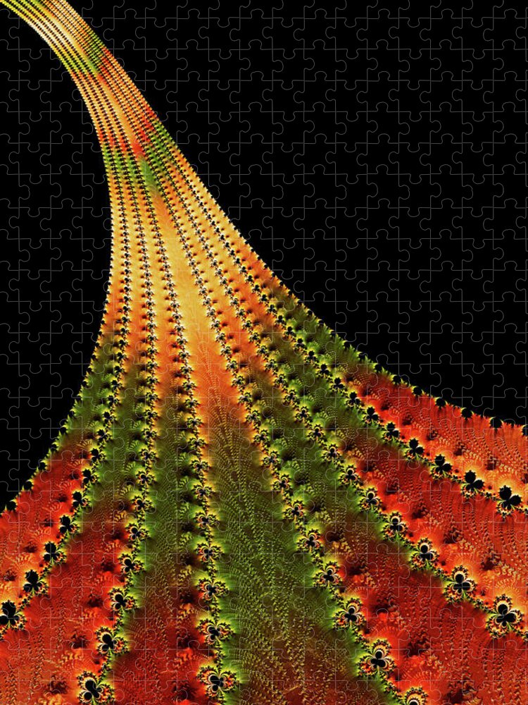 Glowing Leaf Of Autumn Abstract Jigsaw Puzzle featuring the digital art Glowing Leaf Of Autumn Abstract by Georgiana Romanovna