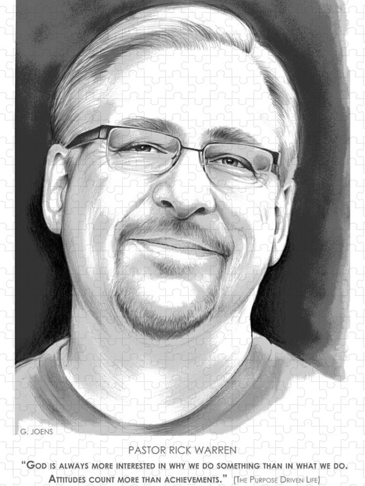Pastor Rick Warren Jigsaw Puzzle featuring the digital art Pastor Rick Warren by Greg Joens