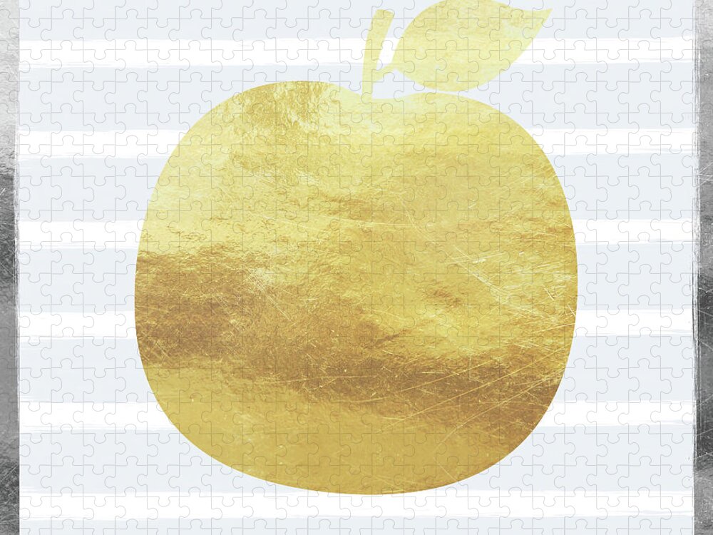 Apple Jigsaw Puzzle featuring the digital art Gold Apple- Art by Linda Woods by Linda Woods