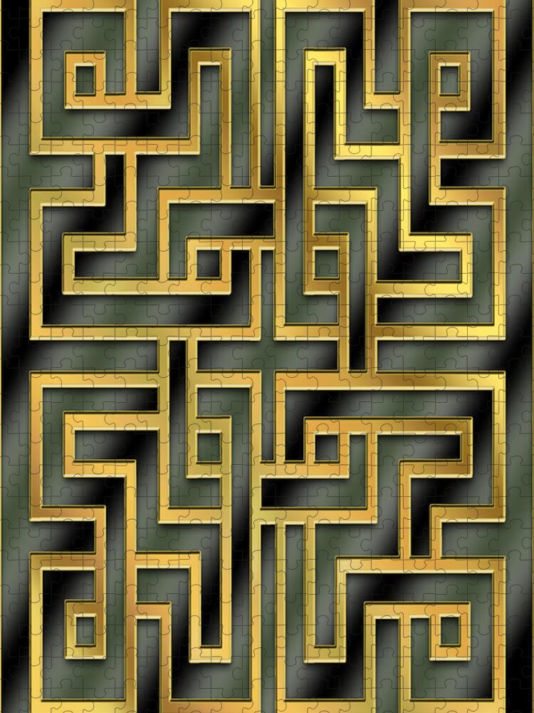 Gold Geo 7 - Vertical Jigsaw Puzzle featuring the digital art Gold Geo 7 - Vertical by Chuck Staley