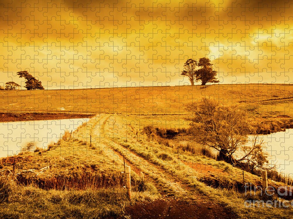 Australia Jigsaw Puzzle featuring the photograph Golden Australia sunset by Jorgo Photography